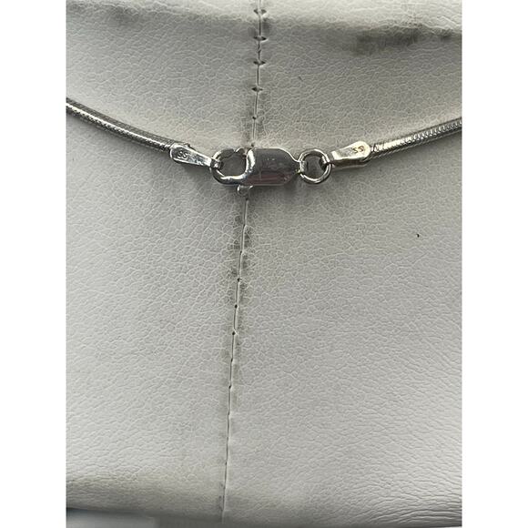 Sterling Silver 925 Caribbean Blue Heart Larimar Pendant and snake chain 15" - Picture 6 of 9